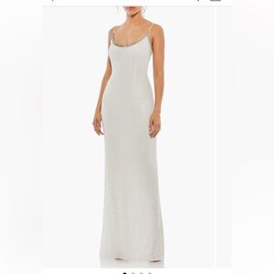 Mac Duggal beaded spaghetti strap column dress 8